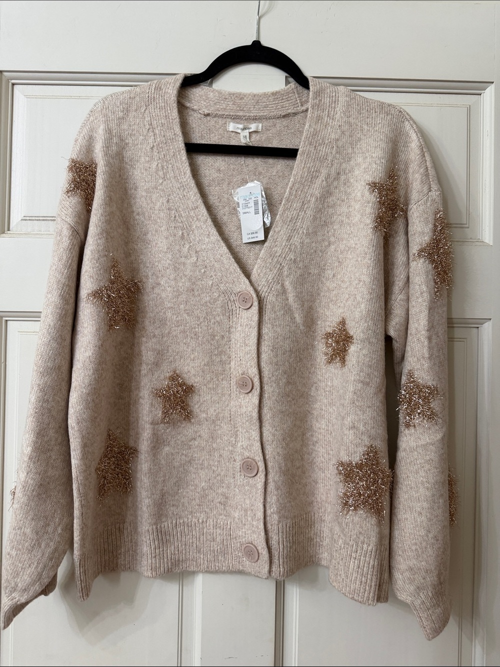 Maurices Beige Star-Accent Button Cardigan